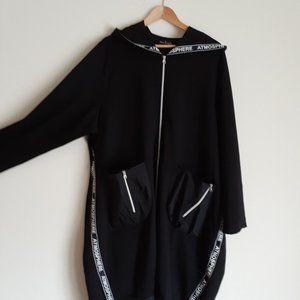 Maya Longa Hooded Black Overcoat.